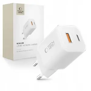 Сетевое зарядное устройство Tech-Protect NCM33W 2‑портовое PD 33W QC3.0 белое
