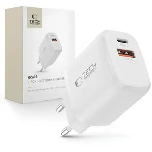 Power adapter Tech-Protect NCA20 USB-A + USB-C, PD 20W / QC3.0, White
