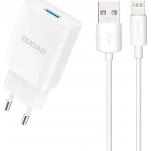 Power adapter Dudao A4EU USB-A 2.1A with USB-A to Lightning cable — white