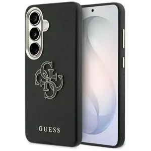 Phone case GUESS for Samsung S26 GUHCS26S5PS4RGGK — grained black with large 4G metal logo