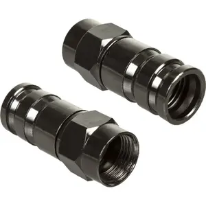 Coaxial F Compression Connector MACLEAN MCTV-916 for RG-6 cable, professional black nickel