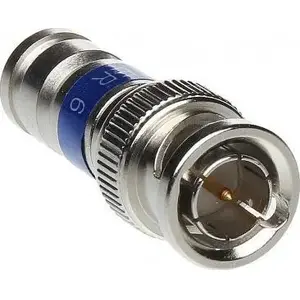 Compression BNC Connector for RG-6 Cable, straight female BNC with crimp sleeve (MPN BNC-W/ZAC-RG-6/MSR)