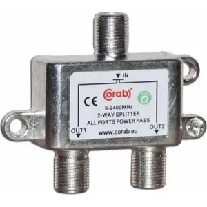 Signālu sadalītājs Corab Y_SPL0001 2 izvadi 5–2400 MHz ar barošanas caurlaidību