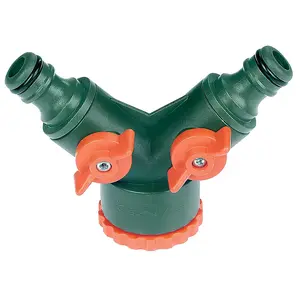 Ramp irrigation three-way connector with two valves, 1" threaded (R1132)