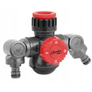 Угловое двойное краное подключение Dedra 1/2"–3/4" для полива