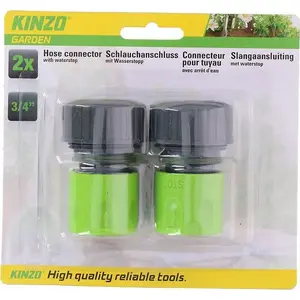 Dārza šļūtenes savienotājs KINZO 3/4" komplekts 2 gab. — ātrsavienojums 3/4 collu šļūtenēm