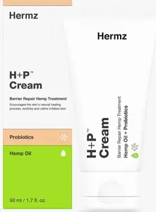 Krēms Hermz H+p ar kaņepju eļļu un melno kmīnu sēklu eļļu — lokāls mitrinošs krēms 50–100 ml