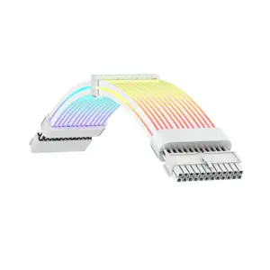ATX 24‑kontaktu barošanas pagarinājums GameMax MB 24PIN-W, baltā pārklājumā