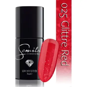 Nail polish SEMILAC 025 Glitter Red 7 ml, glitter finish, soak-off UV/LED gel lacquer