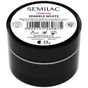 Builder Gel SEMILAC Thixo Gel Sparkle White 15 g - professional nail gel for extension and overlay