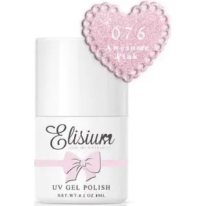 Gēla laka Elisium 076 Awesome Pink 8 ml — hibrīda nagu laka, UV sacietēšana