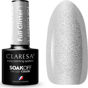 Hibrīdais nagu laka Claresa FULL GLITTER 1 — 5 g, mirdzošs efekts