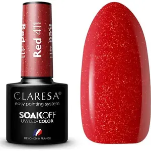 Claresa Soak Off UV/LED Red hybrid nail polish 411, 5 g