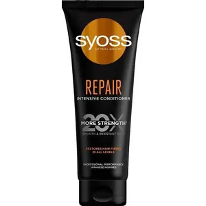 Kondicionieris Syoss Repair Intensive 250 ml — atjaunojoša formula bojātiem matiem, 20× lielāka stiprība
