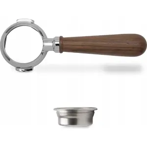 Portafilter Lelit PLA580W 58mm stainless with wooden handle for espresso machines, without spouts