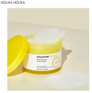 Тонер-пэды Holika Holika Gold Kiwi Vita C Plus Brightening — 80 шт., осветляющие платки с витамином C
