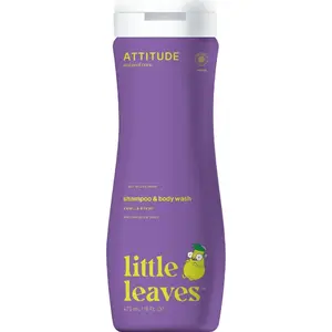 Attitude 2-в-1 гель для купания и шампунь Little Leaves Грушевый нектар и ваниль 473 мл