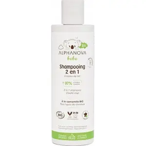 Bērnu šampūns 2‑in‑1 Alphanova Bebe Bio 200 ml — maigs matiņu un ķermeņa līdzeklis zīdaiņiem