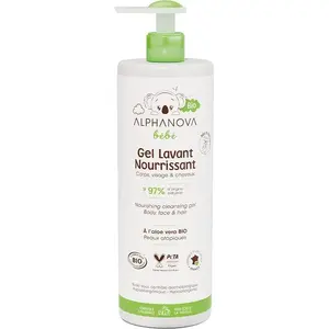 Barojošs mazgāšanas želeja Alphanova Bebe Bio 3‑in‑1 ķermenim, sejai un matiem, 400 ml