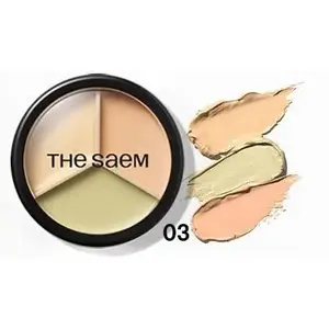 Concealer Pot theSaem Cover Perfection Triple Pot 03 Correct Up Beige — cream concealer trio