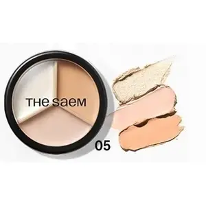 Консилер theSaem Cover Perfection Triple Pot 05 Dark Up Beige — кремовый корректор для лица в 3-в-1