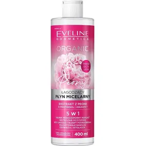 Мицеллярная вода Eveline Organic Peony 5-в-1, успокаивающая, для чувствительной и сверхчувствительной кожи, экстракт пиона, 400 мл