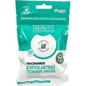 Eksfoliējošas tonera spilventiņi Beauty Formulas ar niacinamīdu, 30 gab.