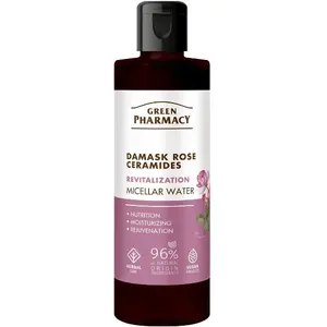 Micellu ūdens Green Pharmacy Roze Damaskena + keramīdi 200 ml — sejas kosmētikas noņemšanai