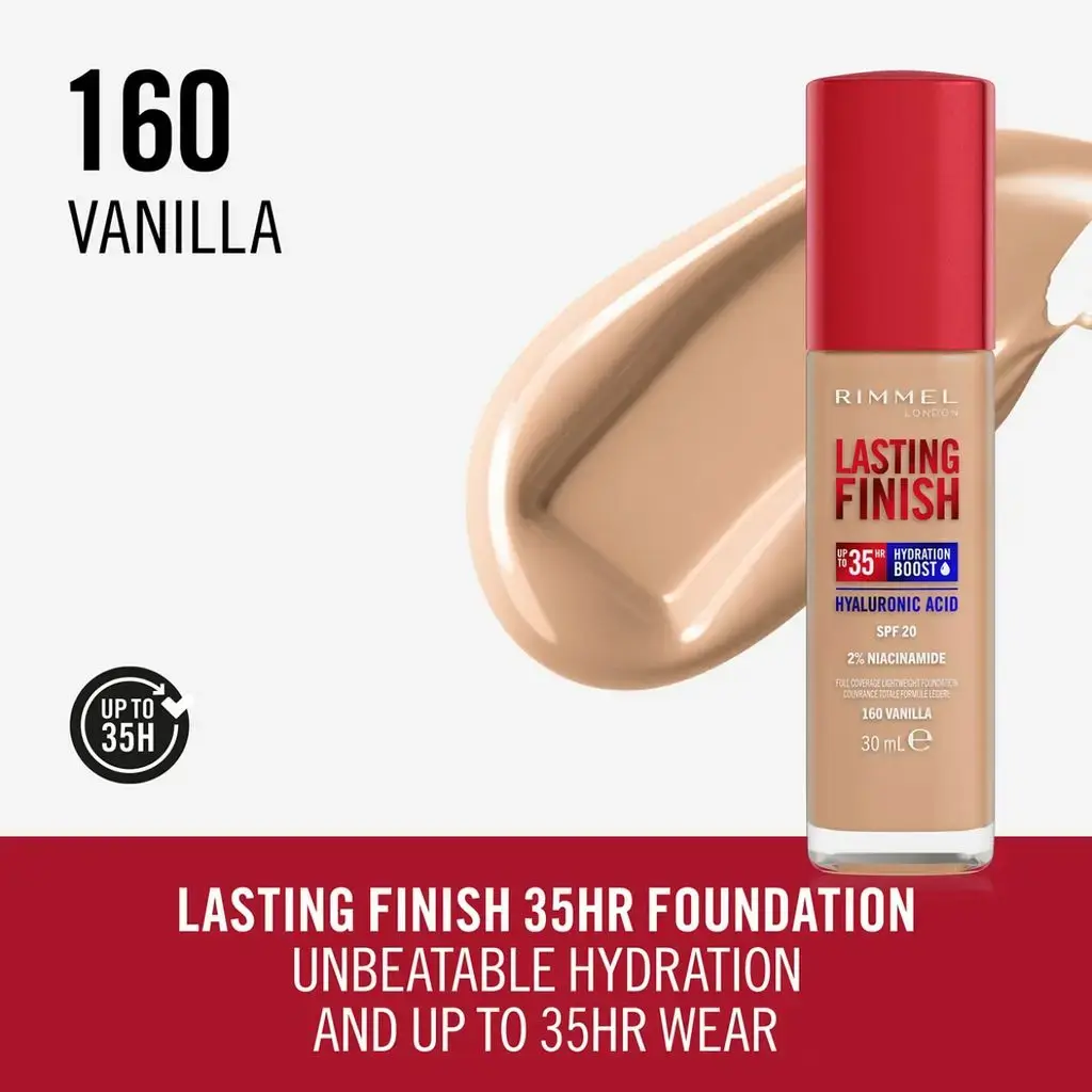 Rimmel Lasting Finish Hydration Boost 160 Vanilla тональная основа Photo 4