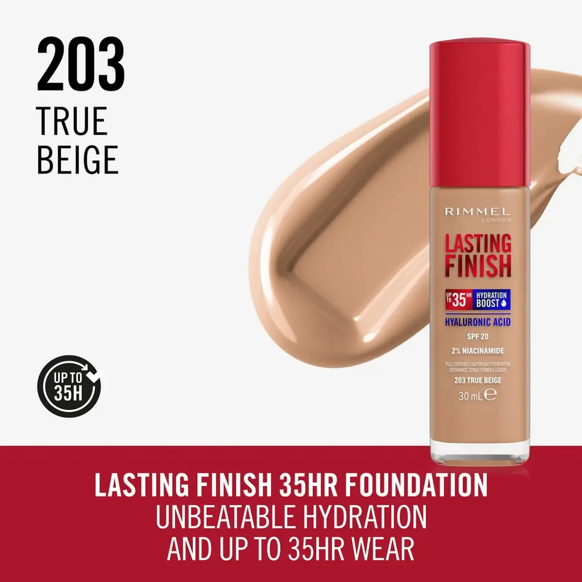 Rimmel Lasting Finish 35 Hour тон 203 True Beige Photo 4