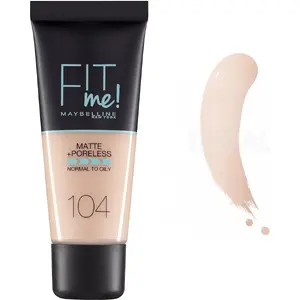 Liquid foundation Maybelline Fit Me 104 Soft Ivory, 30 ml, lightweight buildable coverage