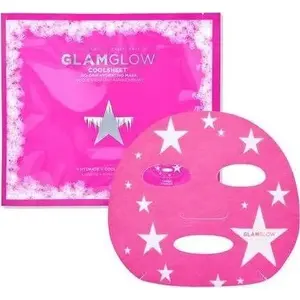 Mitrinoša plāksnīšu maska GLAMGLOW Coolsheet No-Drip — vienreizēja lietošana, sejas mitrināšanai