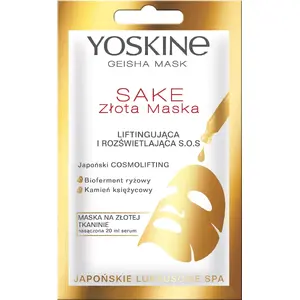 Sejas maska Yoskine Geisha Mask Sake Zelta S.O.S. liftingo-apsārtinoša 20 ml