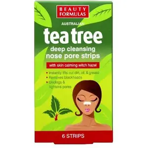 Beauty Formulas Tea Tree deep cleansing nose strips, pack of 6