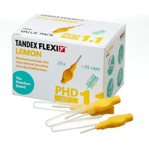 Межзубные щетки Tandex Flexi Fine Lemon набор 25 шт — маленькие жёлтые щетки (MPN 839025)
