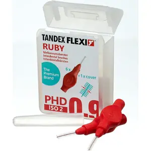 Зубные щетки Tandex Flexi Super Fine Ruby — набор 6 шт., красные, сверхтонкая щетина
