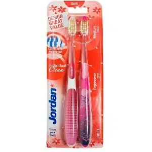 Toothbrush pack Jordan DUO Individual Clean Soft — 2-piece mixed colors, soft bristles