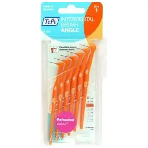 Interdental Brush TePe Angle 0.45 mm – 6 pcs, angled handle for precise cleaning