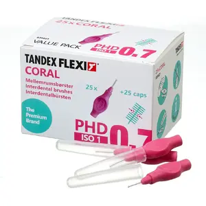 Interdental brushes Tandex Flexi Micro Fine Coral, pack of 25 — small flexible interdental cleaners