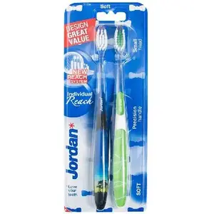 Зубная щетка Jordan Duo Individual Reach Soft — 2 шт., мягкая щетина, микс цветов