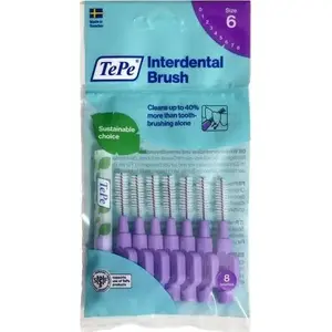 Starpzobu birstīte TePe ORIGINAL 1.1 mm, violeta, komplekts 8 gab.