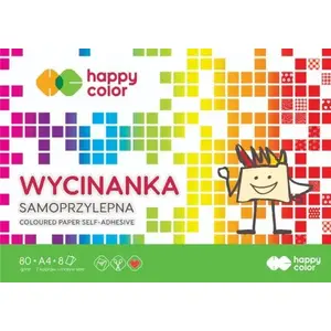 Планшет самоклеящихся листов A4 8 цветов 8 листов, Happy Color HAPP0493