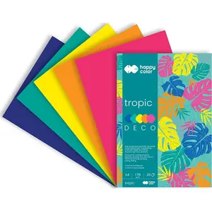 Paper pad Happy Color Blok DECO TROPIC A4 20 sheets 5 colors 170 g/m²
