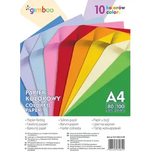 Colored paper pack Gimboo A4 100 sheets 80 g/m² 10 neon colors