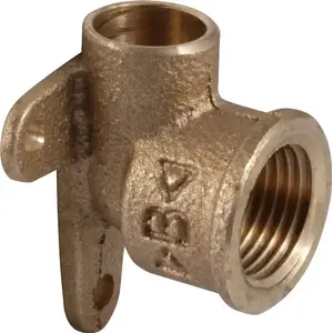 Угольник Conex 90° латунный с креплением, 3-отв. внутреняя резьба 15 x 1/2"