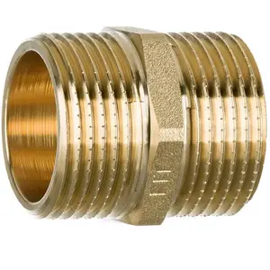 Brass nipple fitting Fitting SF57-1 — short threaded pipe connector, brass material