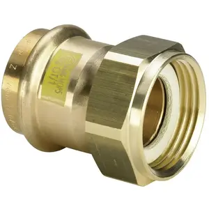 VIEGA двузъёмная муфта SC 15 x 1/2" латунь (газ) полированная — соединитель для труб