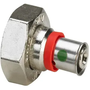 VIEGA pipe connector 3/4 x 12 mm SC double coupling, brass nickel-plated matte