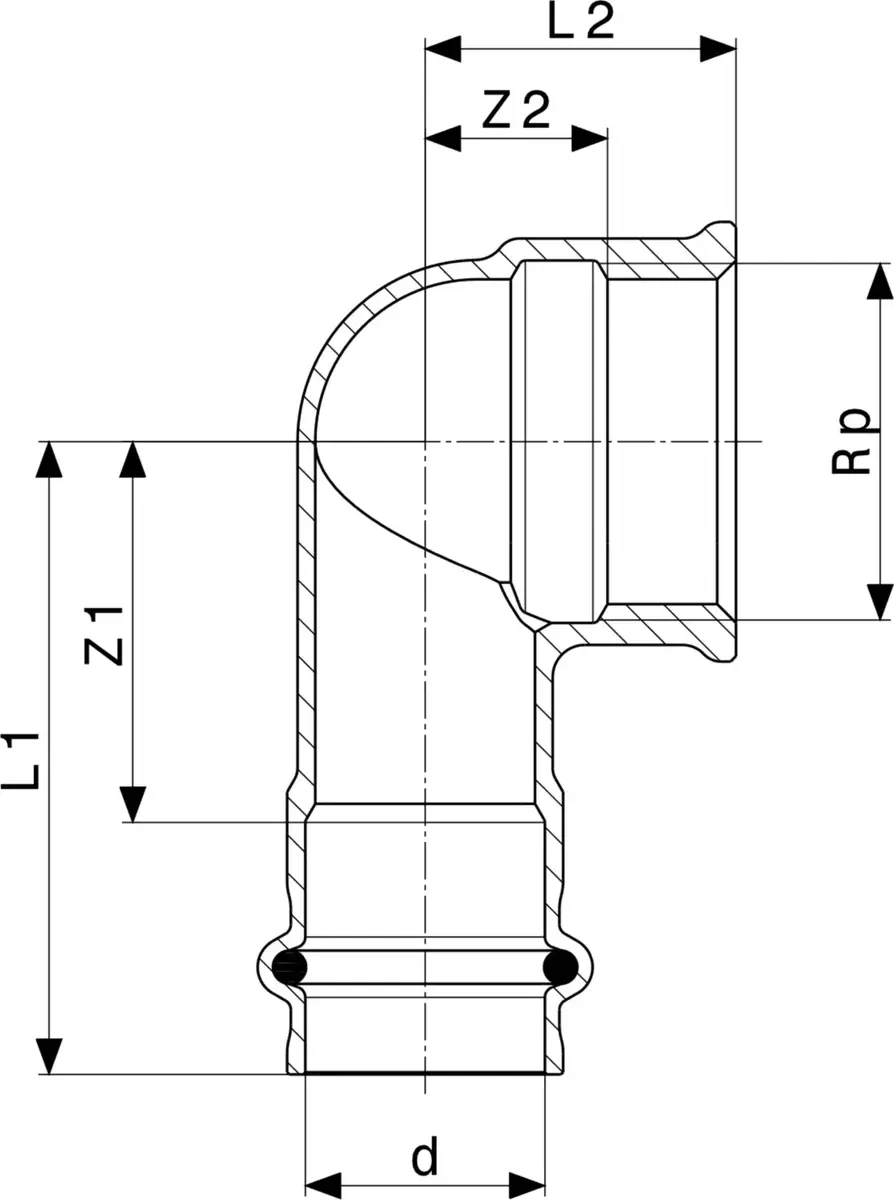 VIEGA Viega 2214.2 90° līkums 15 cm Photo 3