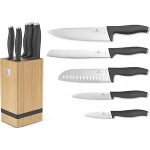 Knife set berlinger haus BH-2968 — anthracite blades with bamboo block